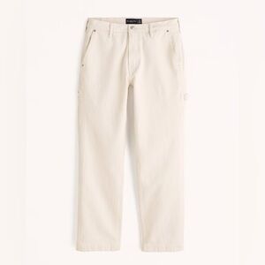COPY - Abercrombie & Fitch Loose Workwear Pants, Size 33/16R Off-White Denim Wo…
